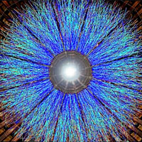 <p>A visualization of one of the first full-energy collisions between gold ions at Brookhaven Lab's Relativistic Heavy Ion Collider, as captured by the Solenoidal Tracker At RHIC (STAR) detector. </p>
<p><br />Image: Brookhaven National Laboratory</p>