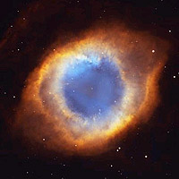 The Coil-Shaped Helix Nebula . <P>This image is a seamless blend of ultrasharp Hubble images combined with the wide view of the Mosaic Camera on the National Science Foundation's 0.9-metre telescope at Kitt Peak National Observatory near Tucson, Arizona, United States. 

