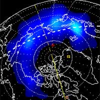 A PIXIE x-ray image of the north pole shows Earth's glowing auroras.
<P>
Image courtesy: NASA