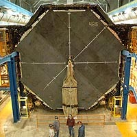 HUGE NEUTRINO DETECTOR – Billions of NuMi-made neutrinos pass through the MINOS Far Detector each day, but only about 10 strike an atomic nucleus inside and are detected. Image courtesy: Argonne National Laboratory.