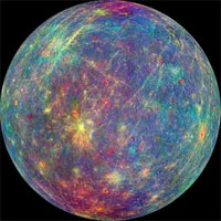 <p>Though Mercury may look drab to the human eye, different minerals appear in a rainbow of colors in this image from NASA's MESSENGER spacecraft. (Image credit: NASA/Johns Hopkins University APL/Carnegie Institution of Washington)</p>
