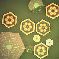 Representative thin crystalline-silicon photovoltaic cells – these are from 14 to 20 micrometers thick and 0.25 to 1 millimeter across. (Image by Murat Okandan)