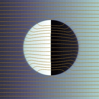 <p>
	Diagram shows the 'probability flux' of electrons, a representation of the paths of electrons as they pass through an 'invisible' nanoparticle. While the paths are bent as they enter the particle, they are subsequently bent back so that they re-emerge from the other side on the same trajectory they started with — just as if the particle wasn't there.</p>
<p>
	Image courtesy Bolin Liao et al.</p>
