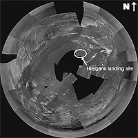 Stereographic projection of Titan’s surface seen from Huygens