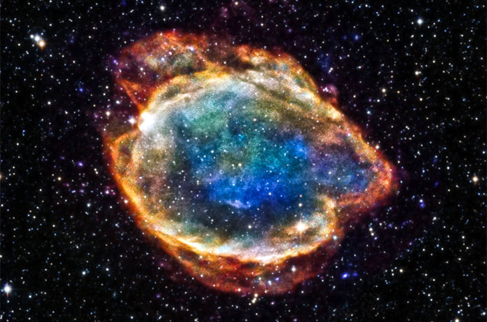 <p>G299 was left over by a particular class of supernovas called Type Ia.</p>

<p>Credit: NASA/CXC/U.Texas</p>
